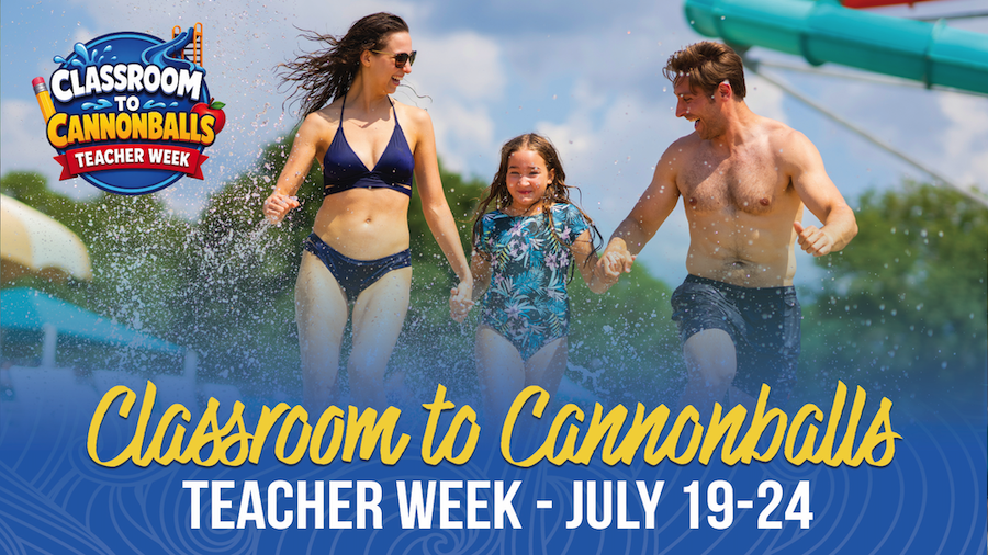 Teacher Week at Splashway Waterpark near Houston Austin San Antonio and Katy with family waterpark fun July 19 through 24